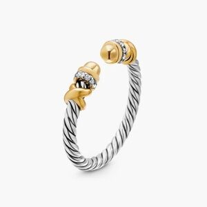 David Yurman Petite Helena Ring Sterling Silver 18K Yellow Gold Domes & Diamonds
